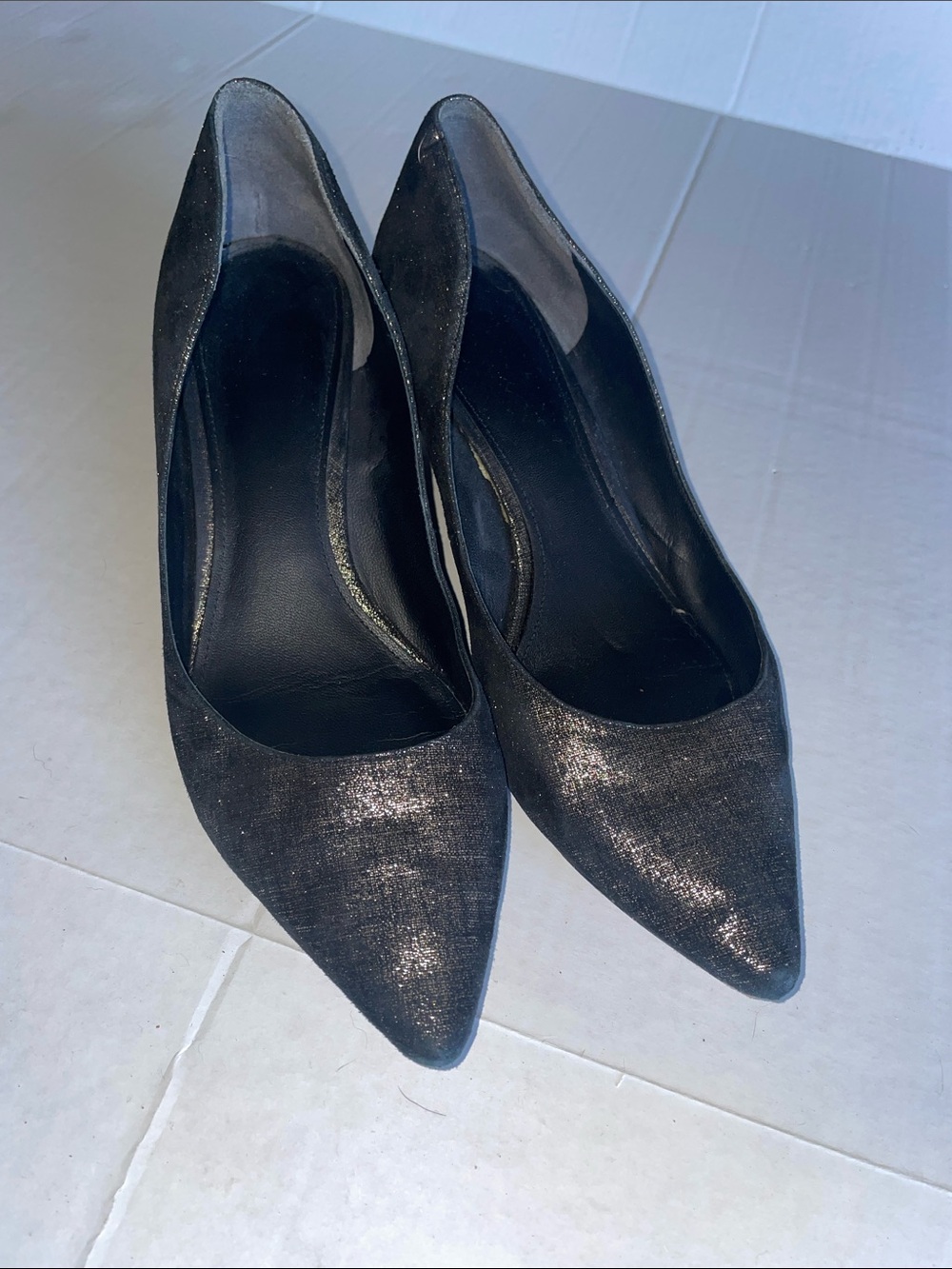 Belle by Sigerson Morrison Black Shimmery Pointed-Toe Pumps Ladies Size 10